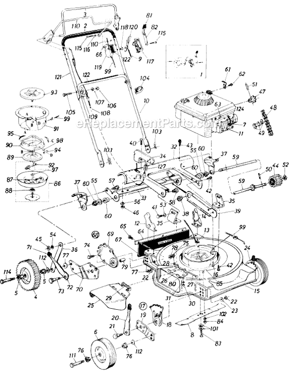 MTD 125-284-304 (1985) Self-Propelled Walk-Behind Mower Page A Diagram