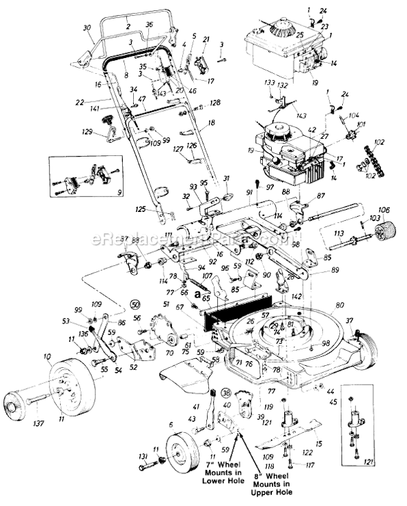 MTD 126-220-000 (1986) Self-Propelled Walk-Behind Mower Page A Diagram