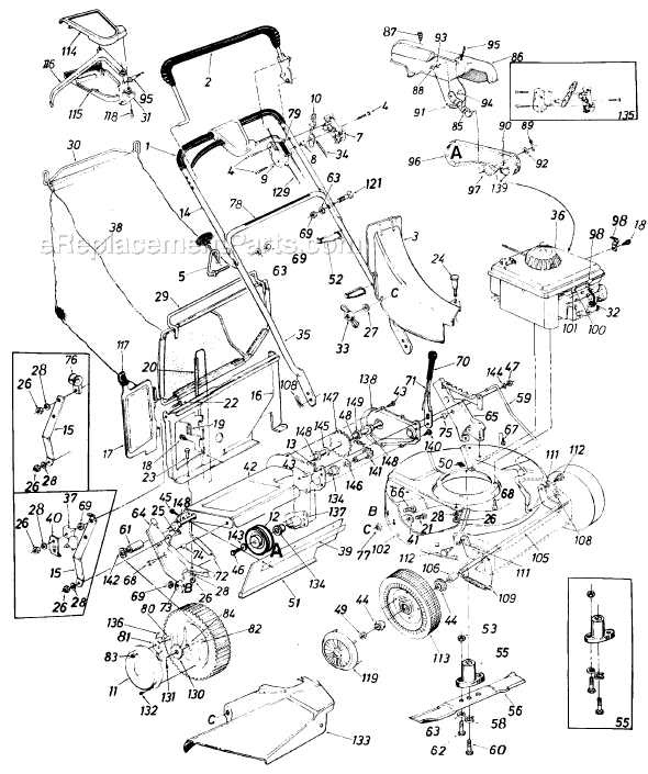 MTD 127-212-019 (1987) Self-Propelled Walk-Behind Mower Page A Diagram