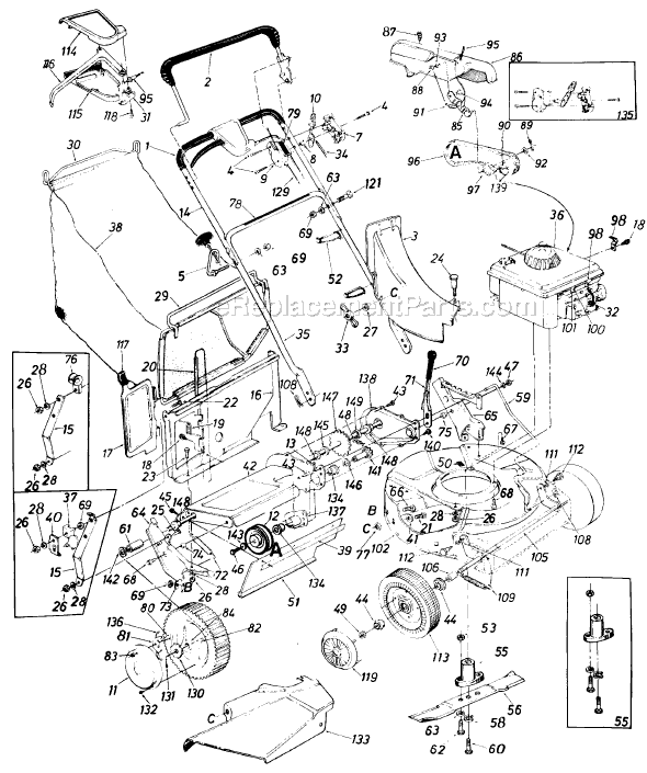 MTD 127-212-141 (1987) Self-Propelled Walk-Behind Mower Page A Diagram