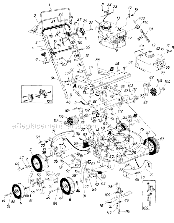 MTD 127-260-026 (1987) Self-Propelled Walk-Behind Mower Page A Diagram