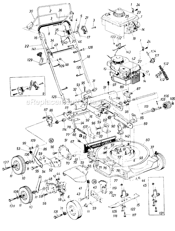 MTD 127-280-002 (1987) Self-Propelled Walk-Behind Mower Page A Diagram