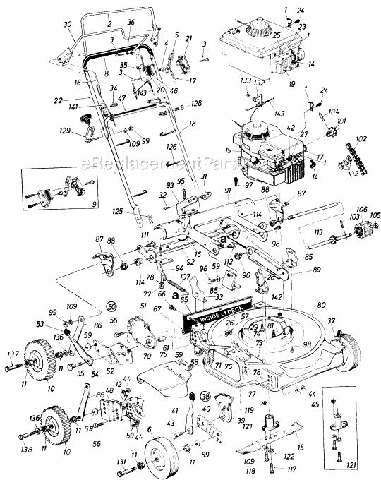 MTD 127-280-192 (1987) Self-Propelled Walk-Behind Mower Page A Diagram