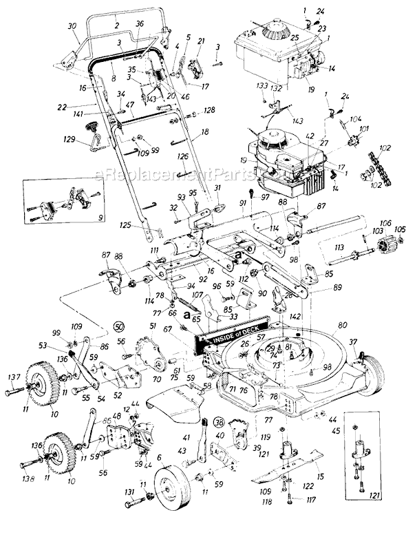 MTD 127-282-083 (1987) Self-Propelled Walk-Behind Mower Page A Diagram