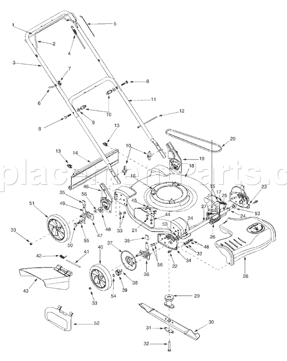 MTD 12A-264E765 (2005) Self Propelled Walk Behind Mower General Assembly E Diagram