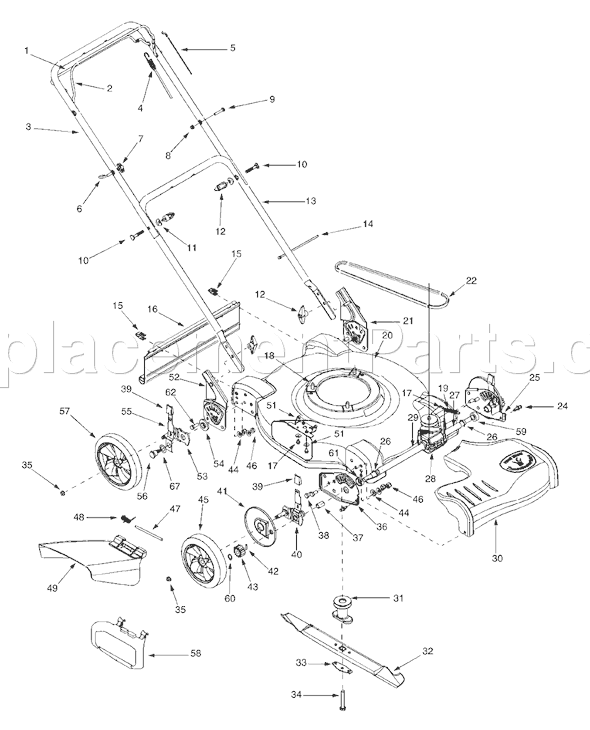 MTD 12A-264L163 (2003) Self Propelled Walk Behind Mower General Assembly Diagram