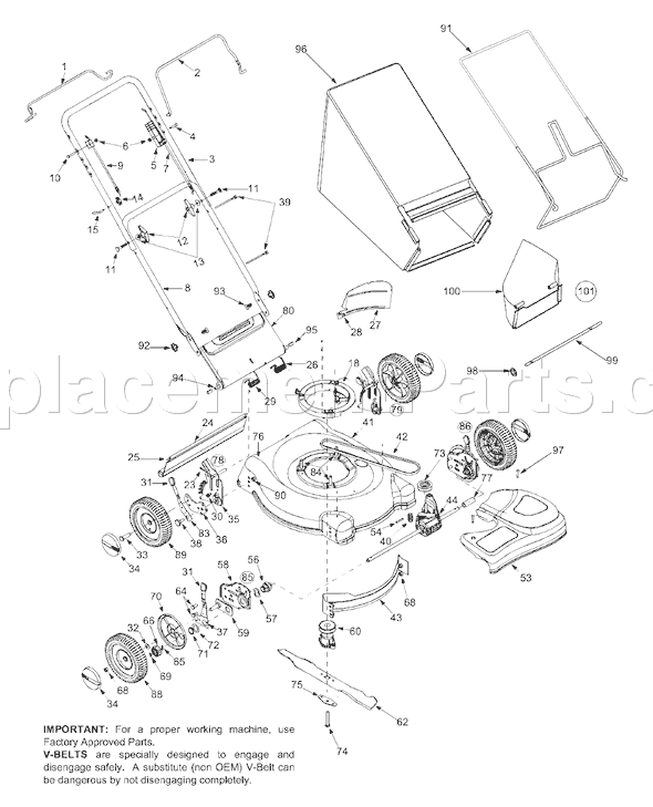 MTD 12A-446T163 (2003) Self Propelled Walk Behind Mower General Assembly Diagram