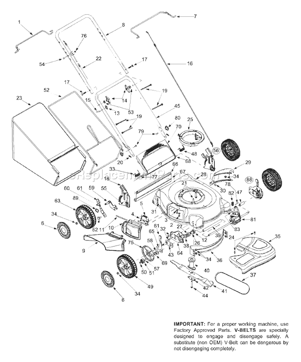 MTD 12A-469P701 (2004) Self Propelled Walk Behind Mower General Assembly Diagram