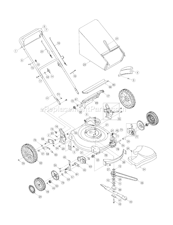MTD 12A-556Q713 (2005) Self Propelled Walk Behind Mower General Assembly Diagram