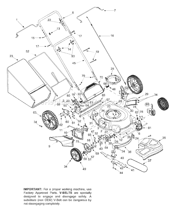 MTD 12A-565I701 (2004) Self Propelled Walk Behind Mower General Assembly Diagram