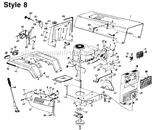 MTD 130-608-000 (Style 8) (1990) Lawn Tractor Page A Diagram