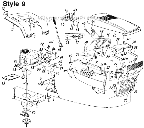 MTD 130-609-000 (Style 9) (1990) Lawn Tractor Page A Diagram