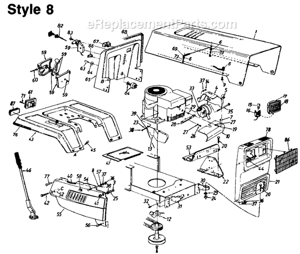 MTD 130-618-054 (Style 8) (1990) Lawn Tractor Page A Diagram