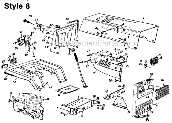 MTD 130-668-000 (Style 8) (1990) Lawn Tractor Page A Diagram