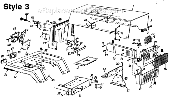 MTD 130-673-009 (Style 3) (1990) Lawn Tractor Page A Diagram