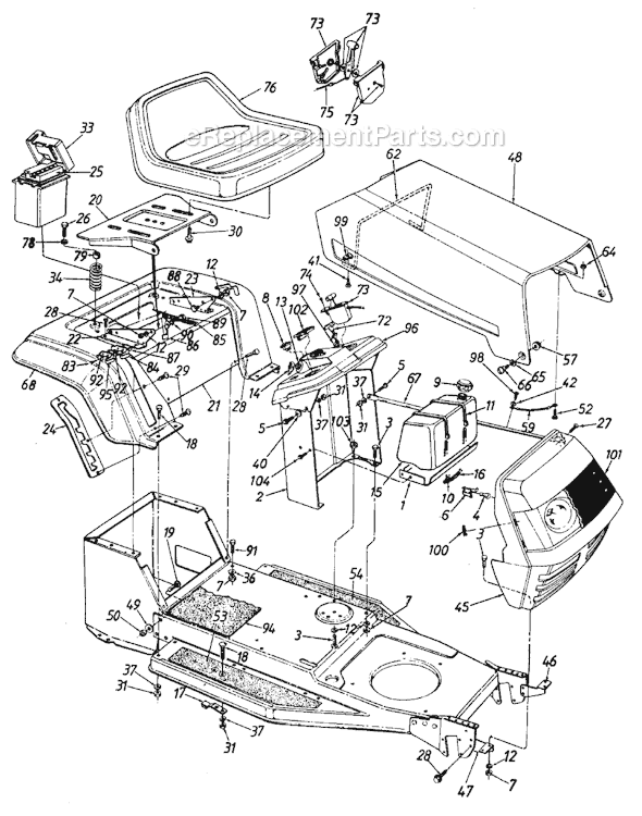 MTD 131-441-205 (Style 1) (1991) Lawn Tractor Page A Diagram