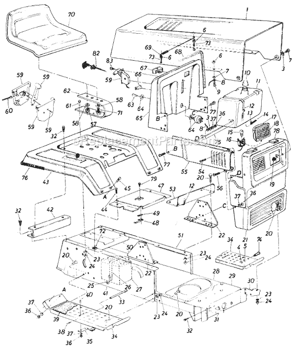 MTD 137-533-016 (Style 3) (1987) Lawn Tractor Page A Diagram
