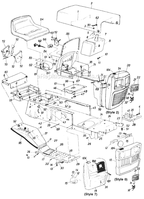 MTD 137-537-730 (Style 7) (1987) Lawn Tractor Page A Diagram