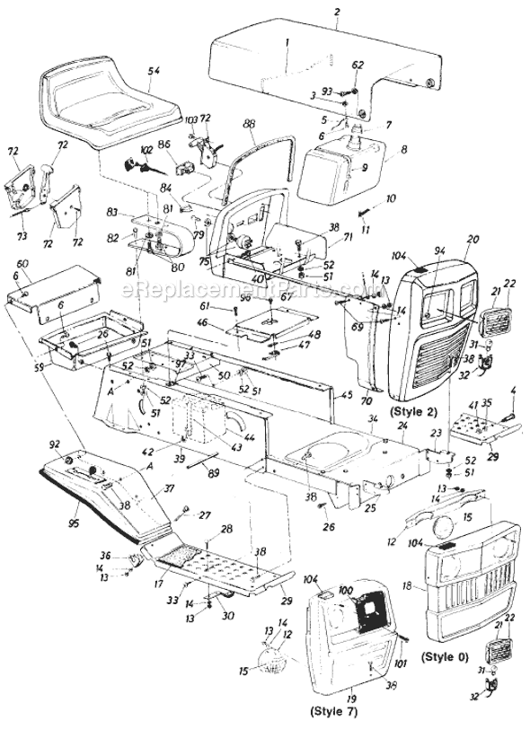 MTD 137-540-754 (Style 0) (1987) Lawn Tractor Page A Diagram