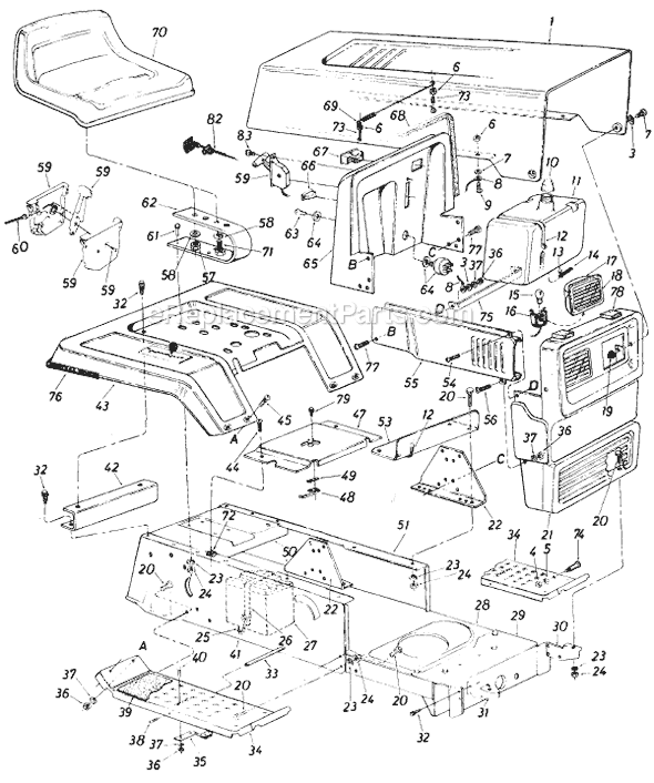MTD 137-543-009 (Style 3) (1987) Lawn Tractor Page A Diagram
