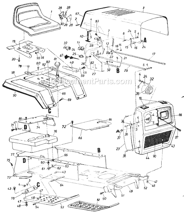 MTD 137-746-054 (1987) Lawn Tractor Page A Diagram