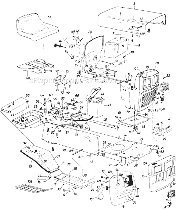 MTD 138-530-000 (1988) (Style 0) Lawn Tractor Page A Diagram