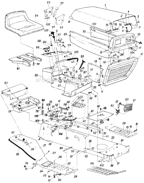 MTD 138-531-057 (1988) (Style 1) Lawn Tractor Page A Diagram