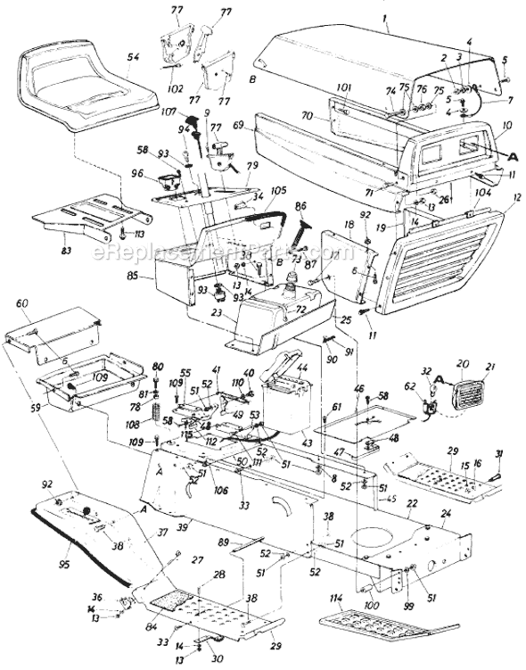 MTD 138-541-016 (1988) (Style 1) Lawn Tractor Page A Diagram