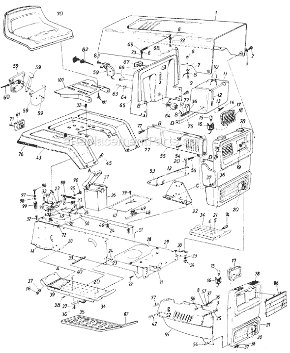 MTD 138-563-118 (1988) (Style 3) Lawn Tractor Page A Diagram