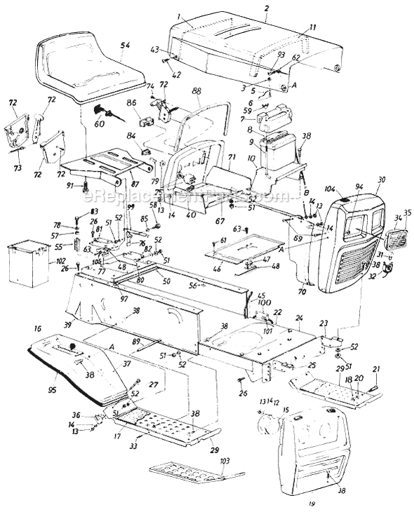 MTD 138-572-000 (1988) (Style 2) Lawn Tractor Page A Diagram