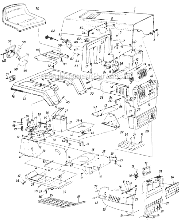 MTD 138-613-138 (1988) (Style 3) Lawn Tractor Page A Diagram