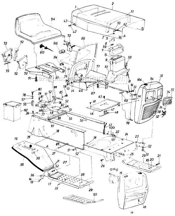 MTD 138-662-929 (1988) (Style 2) Lawn Tractor Page A Diagram
