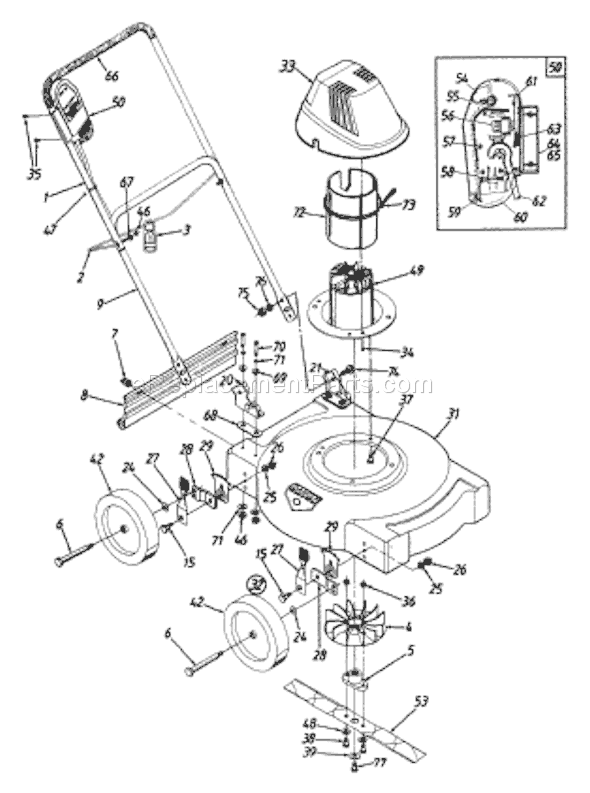 MTD 183-097-033 (1993) Lawn Mower Page A Diagram
