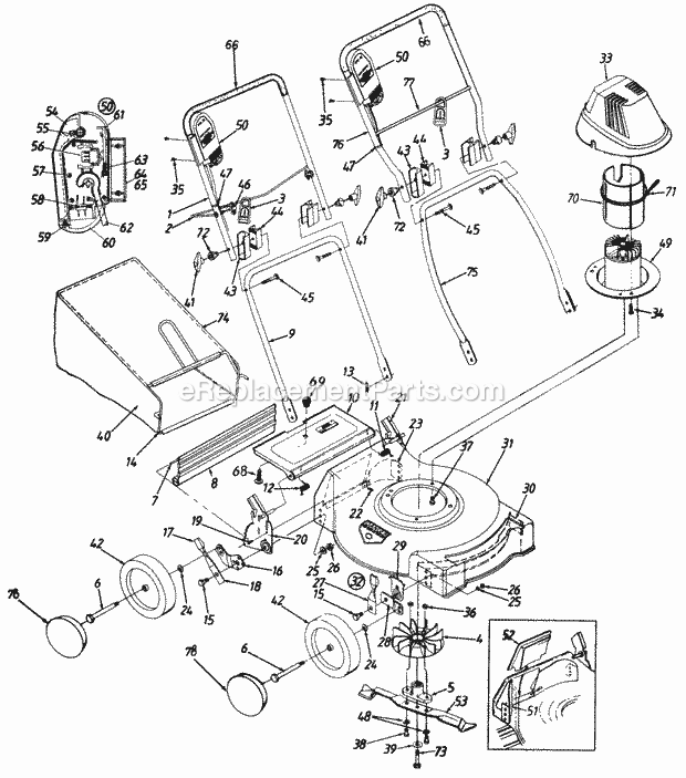 MTD 184-387-129 (1994) Lawn Mower General_Assembly Diagram