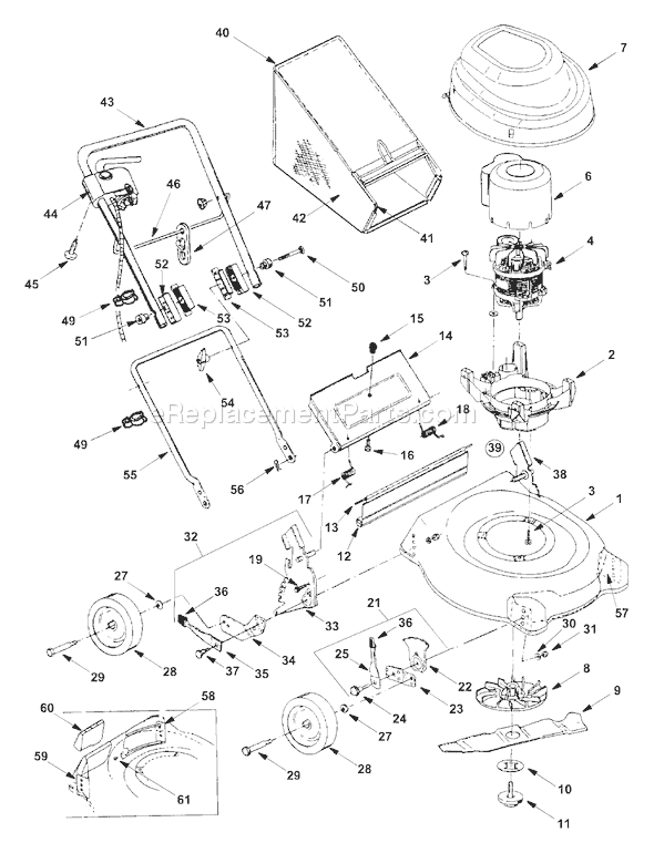 MTD 18A-V17-765 (2004) Electric Mower General Assembly Diagram