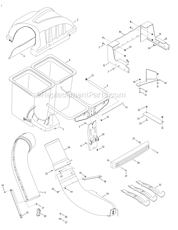 MTD 19A70004098 (2009) Twin Rear Bagger Page A Diagram