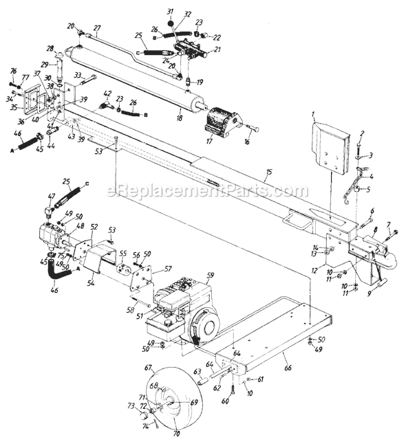 MTD 240-610-372 (1990) Log Splitter Page A Diagram