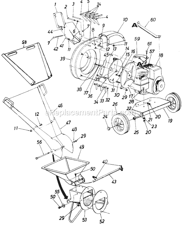 MTD 240-650-054 (1990) Chipper Page A Diagram