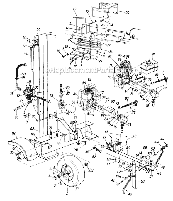 MTD 245-635-745 (1995) Log Splitter Page A Diagram