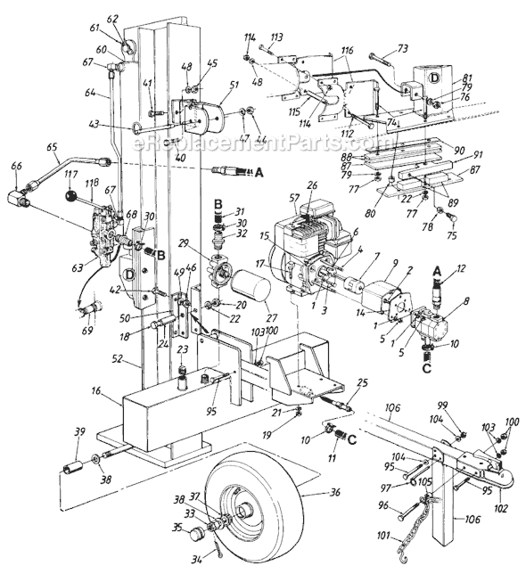 MTD 249-620-145 (1989) Log Splitter Page A Diagram