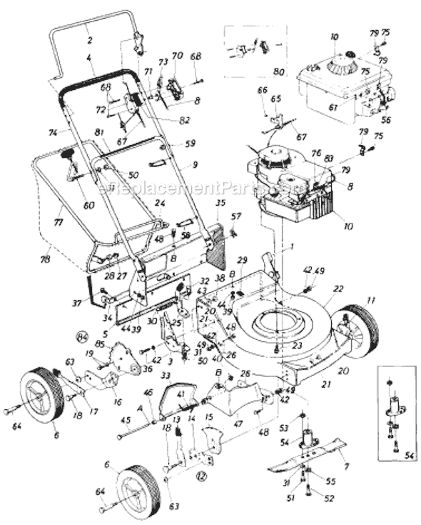 MTD 311-033 (1987) Push Walk-Behind Mower Page A Diagram