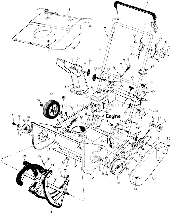 MTD 316-181-000 (1986) Snowblower Page A Diagram