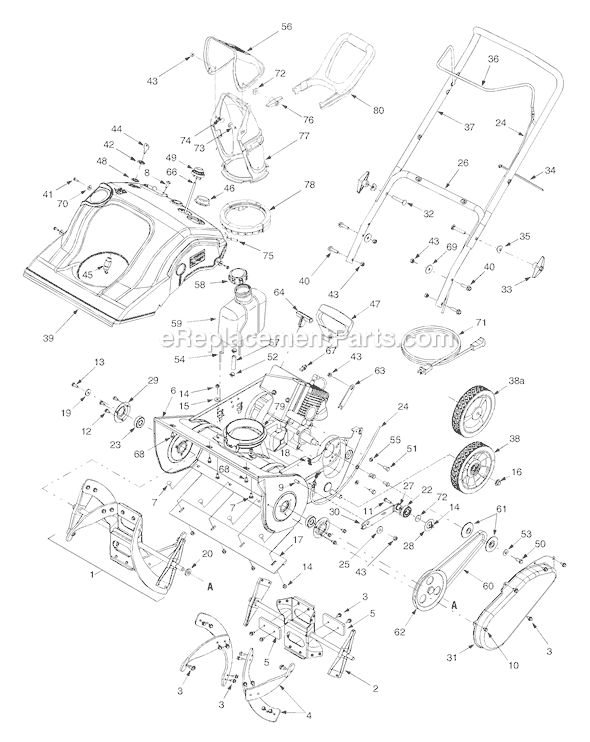MTD 31AS235-054 (2005) Snowblower Page A Diagram