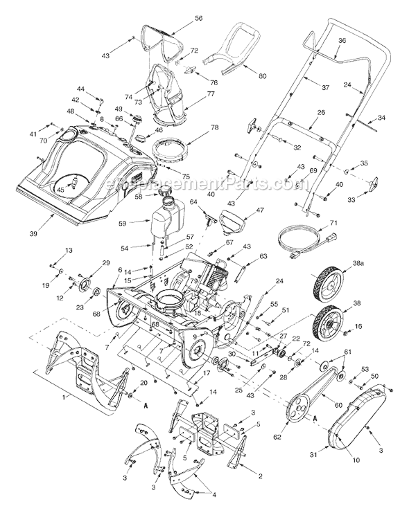 MTD 31AS265-371 (2005) Snowblower Page A Diagram