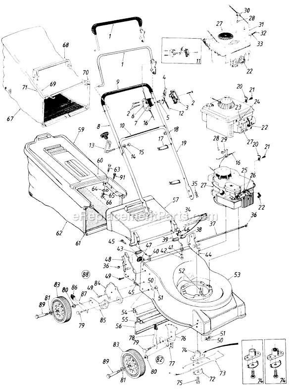MTD 425R097 (1988) Self-Propelled Walk-Behind Mower Page A Diagram