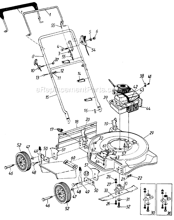 MTD MDL 111-082R051 (1991) Push Walk-Behind Mower Page A Diagram