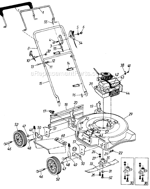 MTD MDL 111-084R-087 (1991) Push Walk-Behind Mower Page A Diagram
