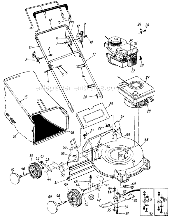 MTD MDL 111-410R027 (1991) Push Walk-Behind Mower Page A Diagram