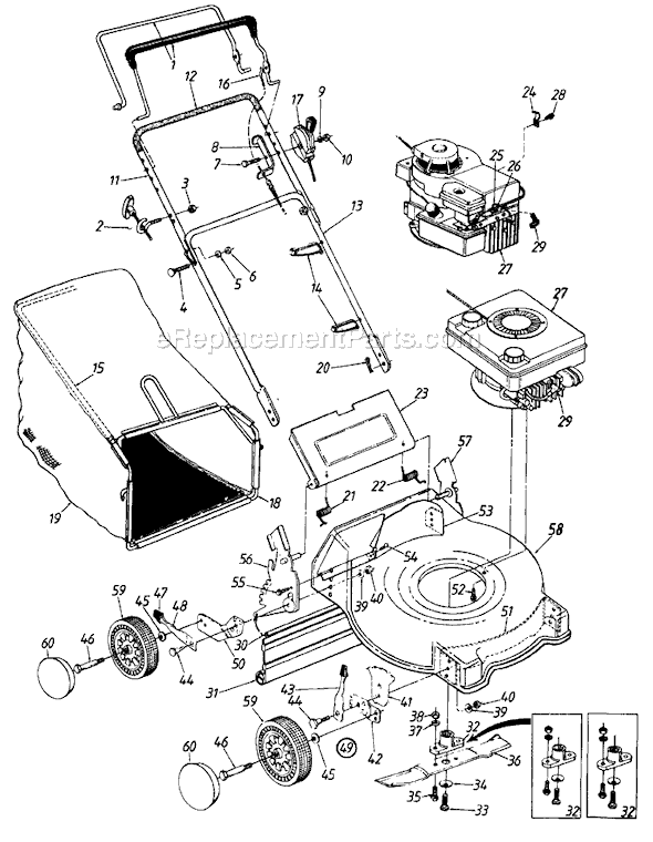 MTD MDL 111-410R032 (1991) Push Walk-Behind Mower Page A Diagram