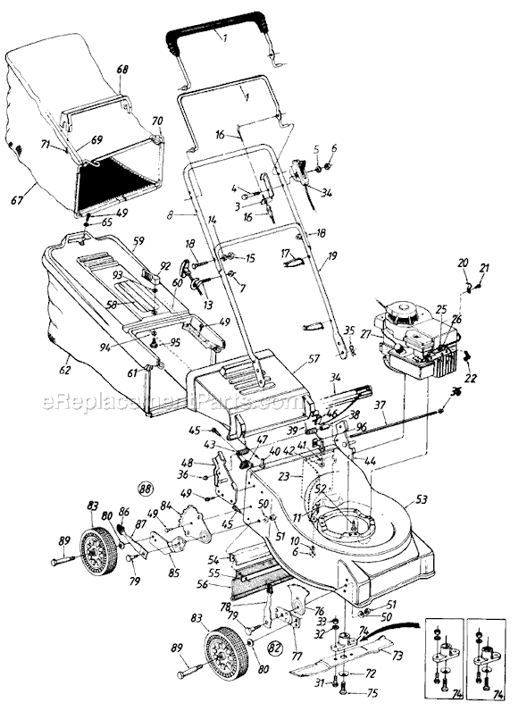 MTD MDL 111-426R059 (1991) Push Walk-Behind Mower Page A Diagram